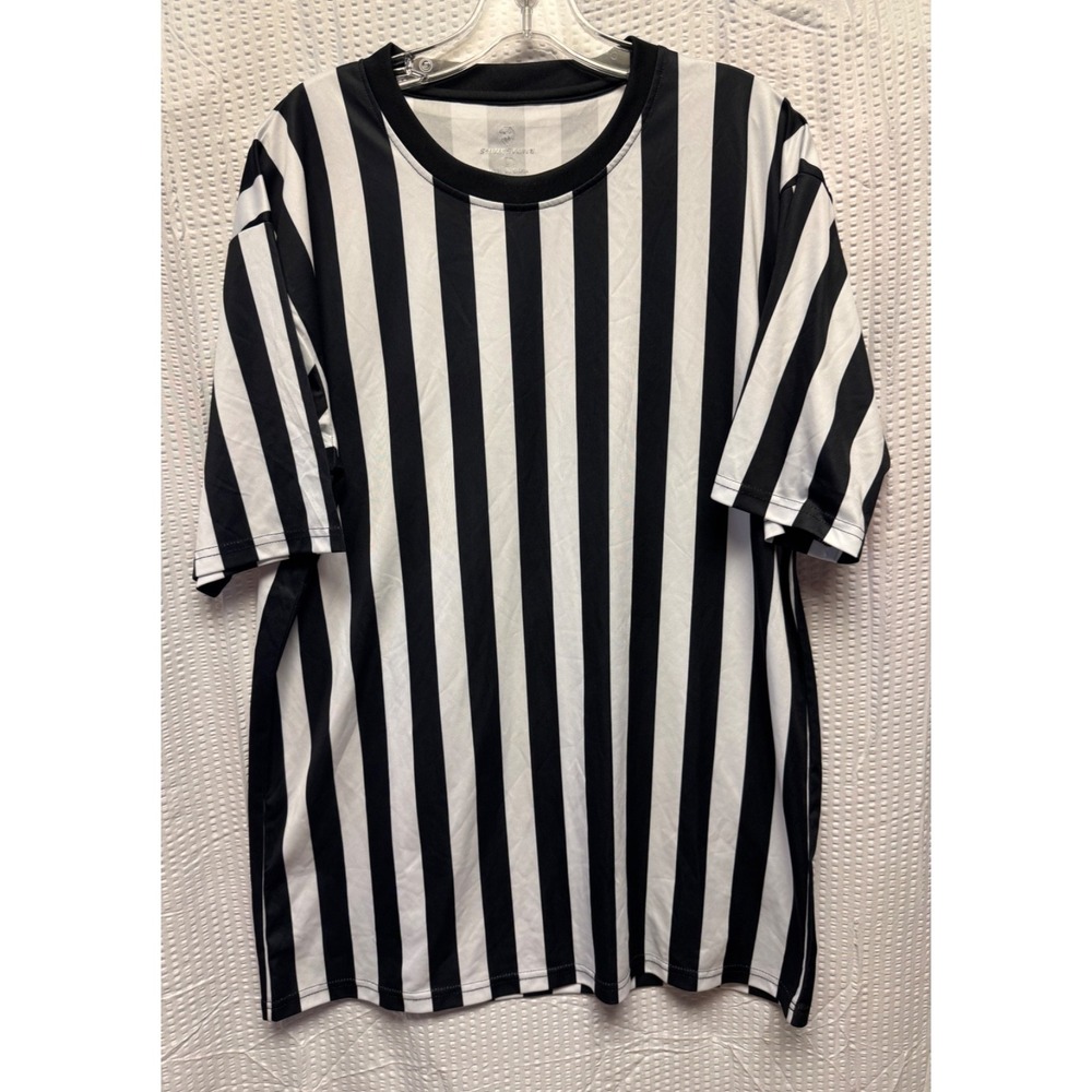 Shine Stone Men's Referee Short Sleeve Top Sz M Black White